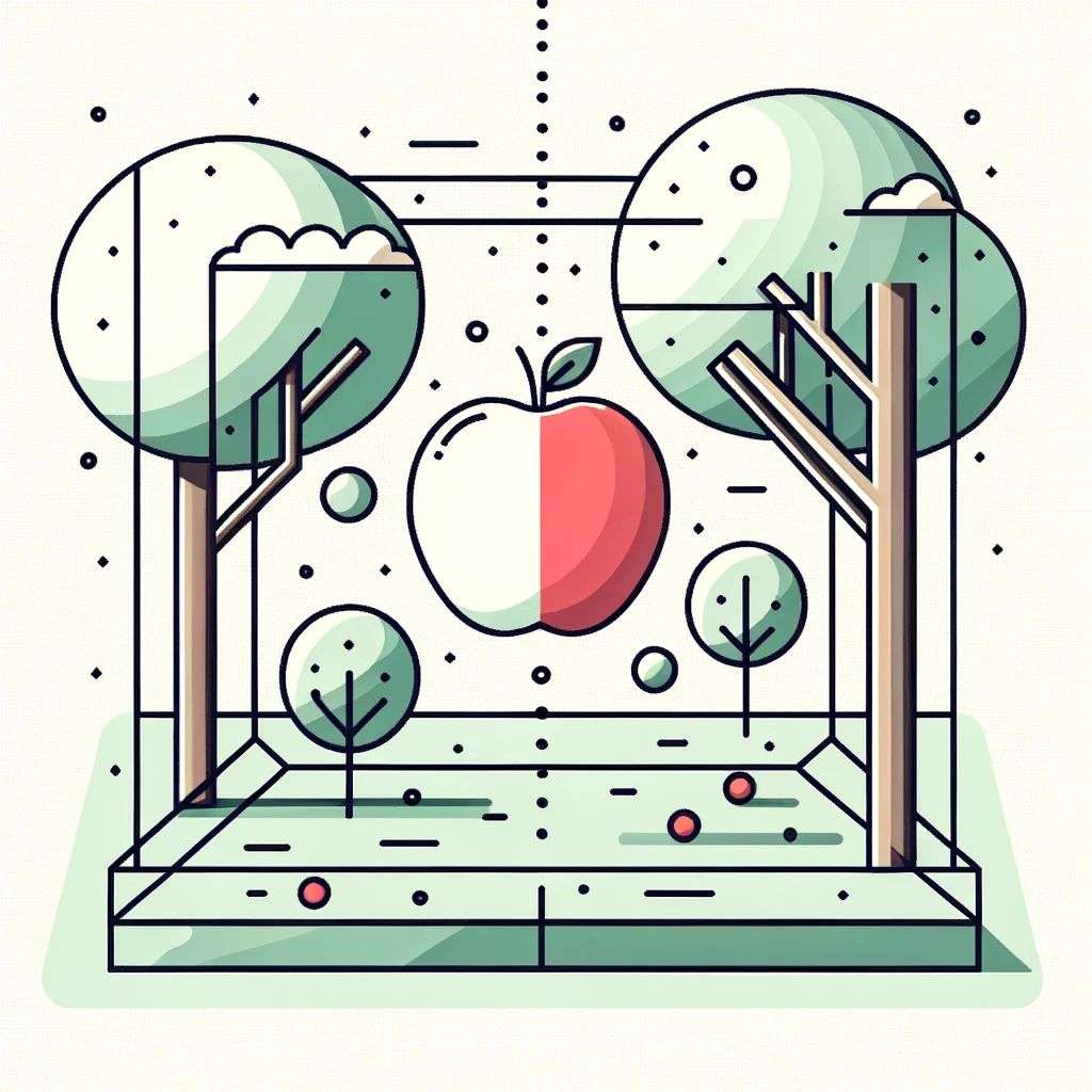 the discovery of gravity, modern flat design style illustration with line elements